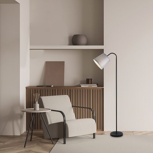 Rabalux 6639 Godric Stojací lampa s textilním stínidlem | E27 | Černá | Šedá