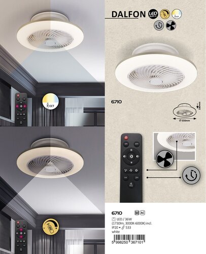 Rabalux 6710 Dalfon LED stropní svítidlo | Variabilní | Stmívatelné | 36W | Bílá