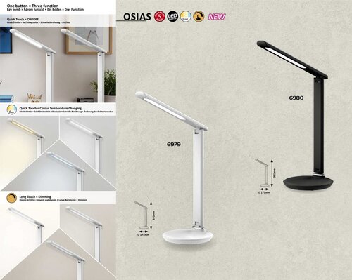 Rabalux 6980 Osias LED Moderní stolní lampička | Variabilní | 9W | Černá