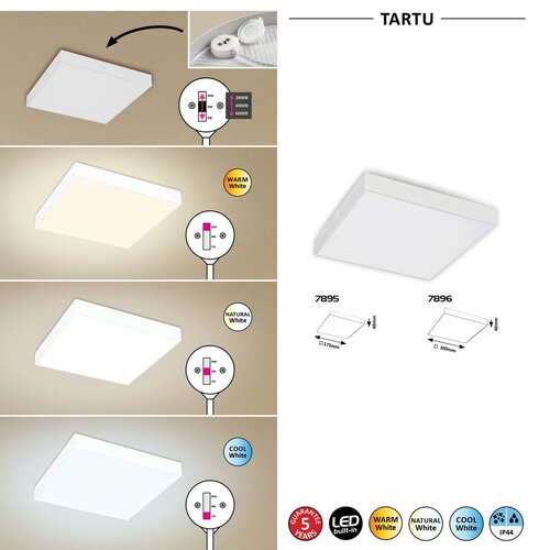 Rabalux 7895 Tartu LED Stropní venkovní světlo | Variabilní | Bílá | 18W | 10