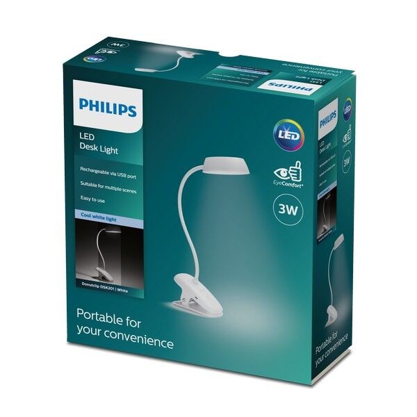 Philips 8719514396890 Donutclip LED stolní lampička | Teplá bílá | Bílá | 3W