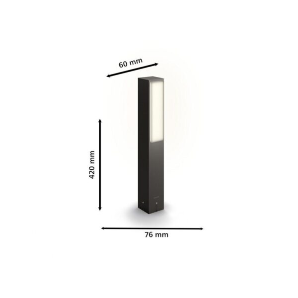 Philips 8720169257351 LED venkovní sloupek Stratosphere | 3,8W integrovaný LED zdroj | 800lm | 2700K
