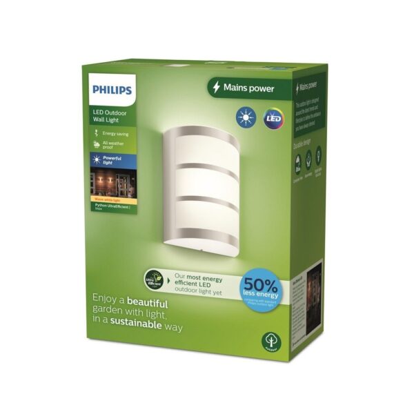 Philips 8720169263758 LED venkovní nástěnné svítidlo Python | 3,8W integrovaný LED zdroj | 800lm | 2700K