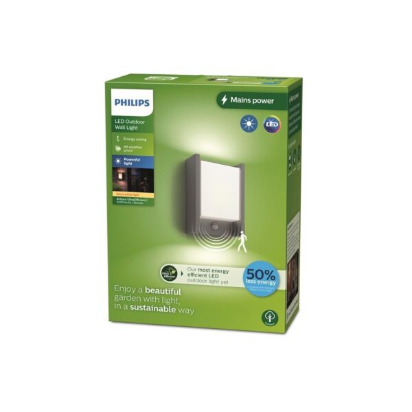 Philips 8720169263833 LED venkovní nástěnné svítidlo Arbour | 3,8W integrovaný LED zdroj | 800lm | 2700K