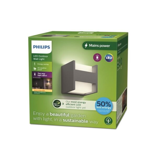 Philips 8720169263857 LED venkovní nástěnné svítidlo Arbour | 3,8W integrovaný LED zdroj | 800lm | 2700K