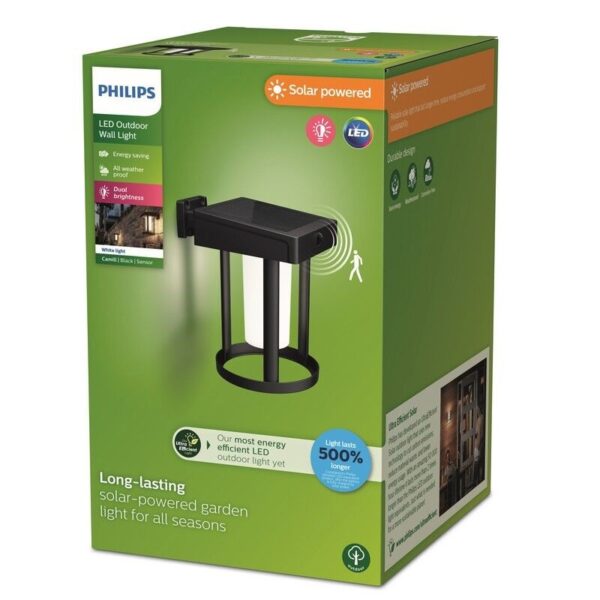 Philips 8720169263895 LED solární venkovní nástěnné svítidlo Camill | 1,4W integrovaný LED zdroj | 250lm | 3000K