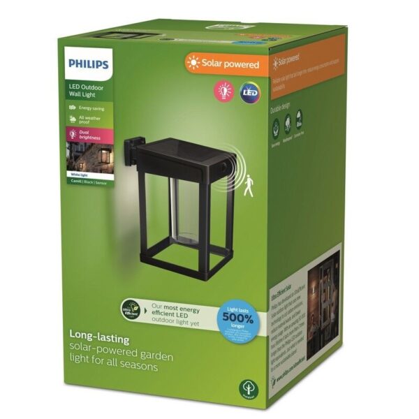 Philips 8720169263918 LED solární venkovní nástěnné svítidlo Camill | 1,4W integrovaný LED zdroj | 250lm | 3000K