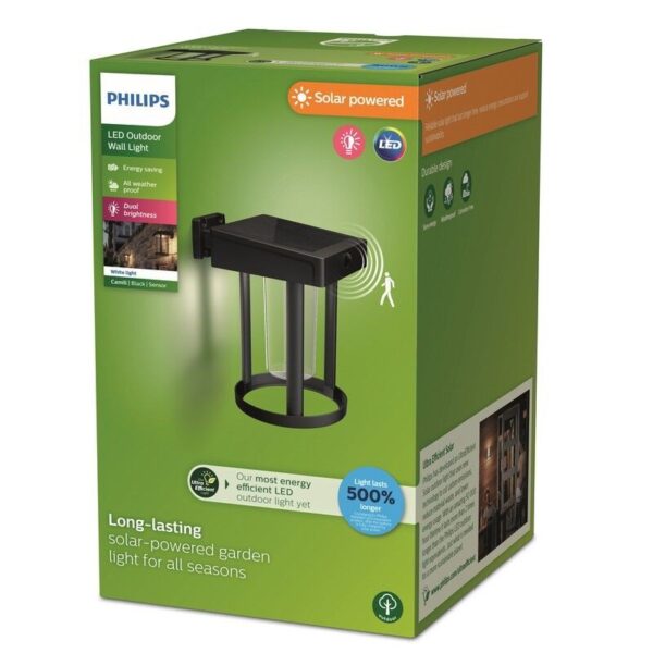 Philips 8720169263932 LED solární venkovní nástěnné svítidlo Camill | 1,4W integrovaný LED zdroj | 250lm | 3000K