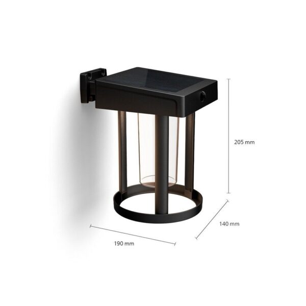 Philips 8720169263932 LED solární venkovní nástěnné svítidlo Camill | 1,4W integrovaný LED zdroj | 250lm | 3000K