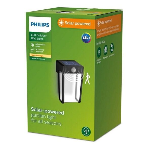 Philips 8720169265509 LED solární venkovní nástěnné svítidlo Shroud | 2,3W integrovaný LED zdroj | 250lm | 2700K
