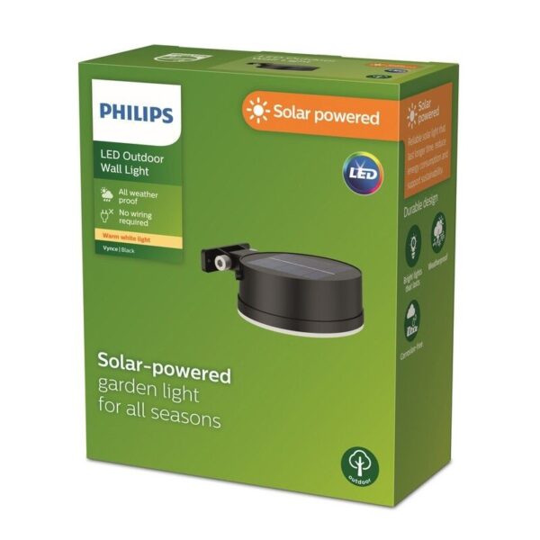 Philips 8720169265622 LED solární venkovní nástěnné svítidlo Vynce | 1,5W integrovaný LED zdroj | 200lm | 2700K