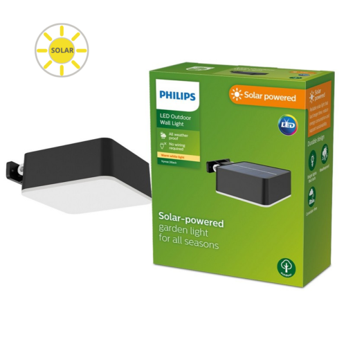 Philips 8720169265660 LED solární venkovní nástěnné svítidlo Vynce | 1,5W integrovaný LED zdroj | 200lm | 2700K