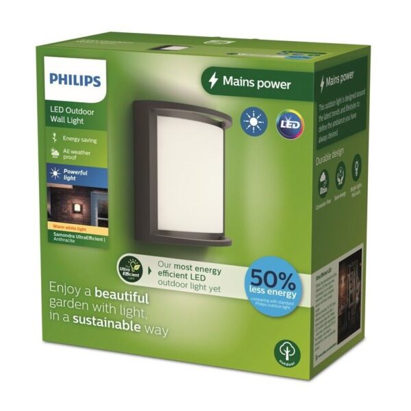 Philips 8720169276864 LED venkovní nástěnné svítidlo Samondra | 3,8W integrovaný LED zdroj | 800lm | 2700K
