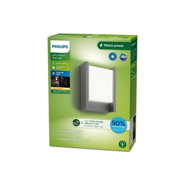 Philips 8720169278042 LED venkovní nástěnné svítidlo Arbour | 3,8W integrovaný LED zdroj | 800lm | 2700K