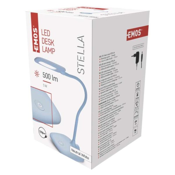 EMOS Z7602BL LED stolní lampička STELLA | 6,5W integrovaný LED zdroj | 400lm | 4000K