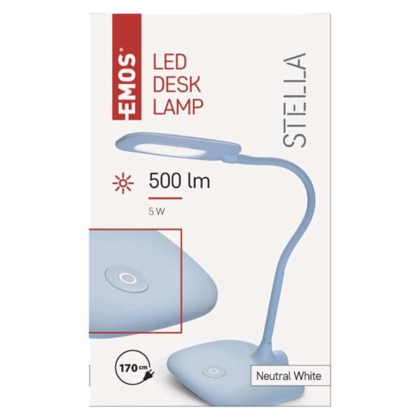 EMOS Z7602BL LED stolní lampička STELLA | 6,5W integrovaný LED zdroj | 400lm | 4000K