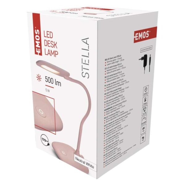 EMOS Z7602P LED stolní lampička STELLA | 6,5W integrovaný LED zdroj | 400lm | 4000K