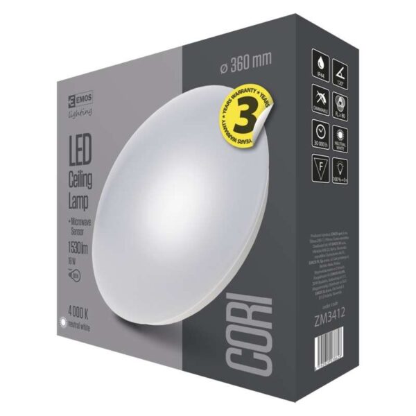 EMOS ZM3412 LED přisazené stropní svítidlo Cori | 18W integrovaný LED zdroj | 1530lm | 4000K