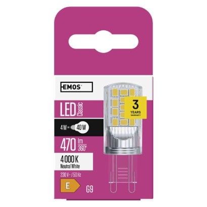EMOS ZQ9545 LED žárovka Classic | 4W G9 | 470lm | 4000K