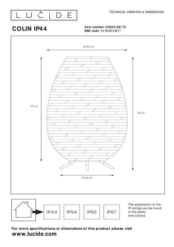 Lucide L038438072 LED venkovní stolní svítidlo COLIN | 3W integrovaný LED zdroj | 180lm | 3000K