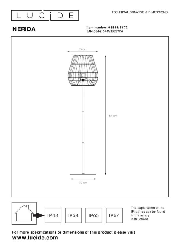 Lucide L038458172 stojací lampa NERIDA E27