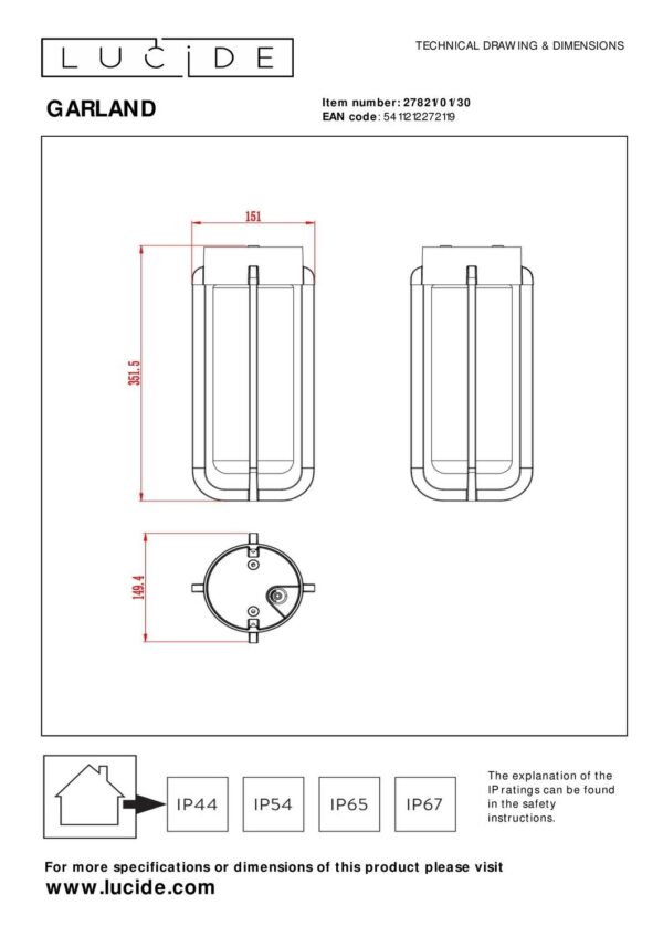 Lucide L278210130 venkovní stropní svítidlo GARLAND E27