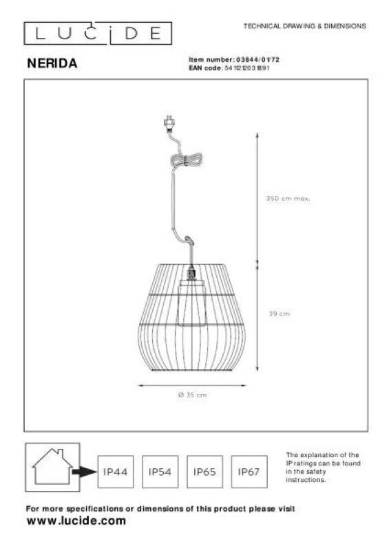 Lucide L038440172 závěsné stropní svítidlo NERIDA  E27