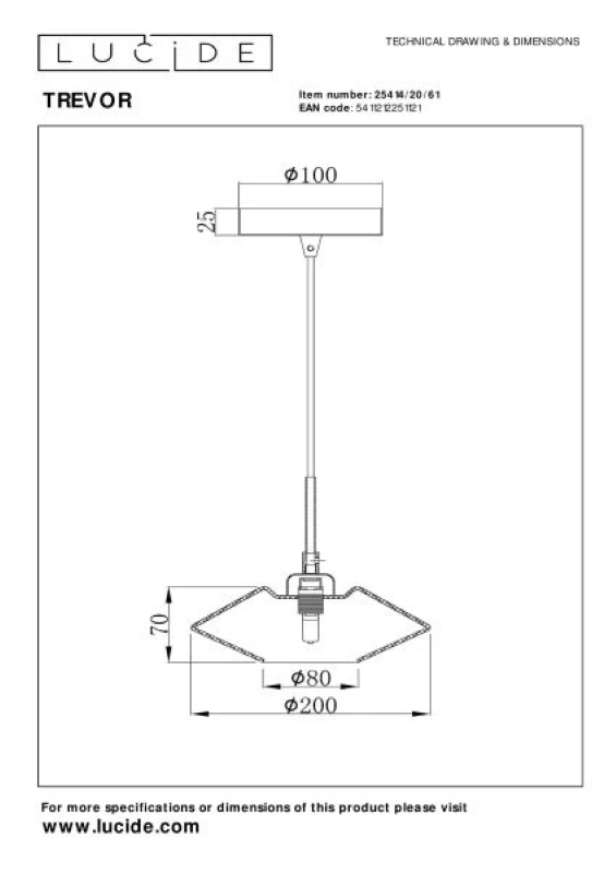 Lucide L254142061 závěsné stropní svítidlo TREVOR  G9