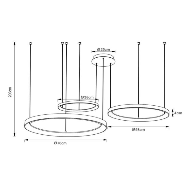 Lucide L464039902 LED závěsné stropní svítidlo VIDAL  | 92W integrovaný LED zdroj | 5080lm | 2700K
