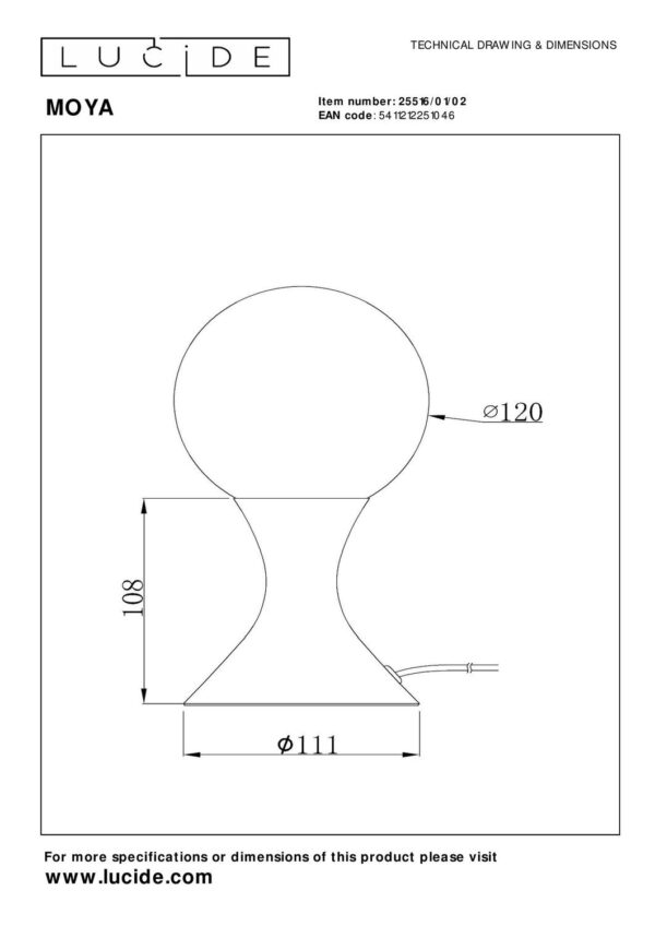 Lucide L255160102 stolní lampička MOYA  G9