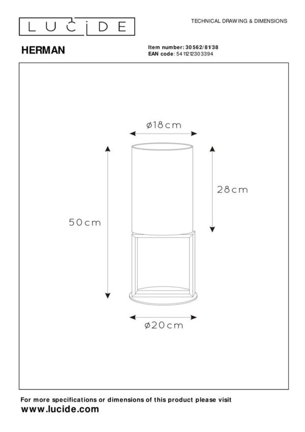 Lucide L305628138 stolní lampička HERMAN  E27