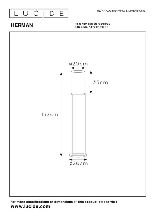 Lucide L307628130 stojací lampa HERMAN  E27