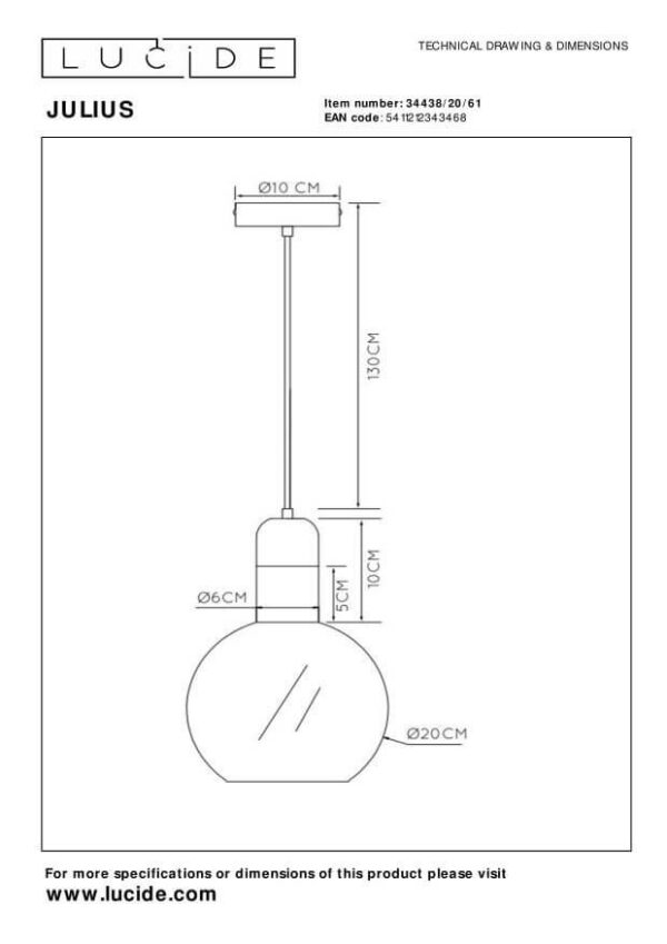 Lucide L344382061 závěsné stropní svítidlo JULIUS  E27