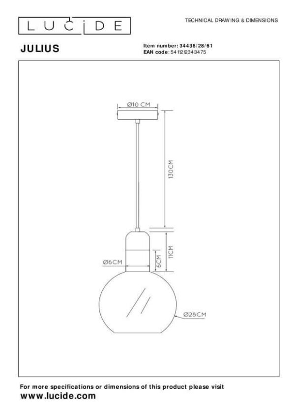 Lucide L344382861 závěsné stropní svítidlo JULIUS  E27