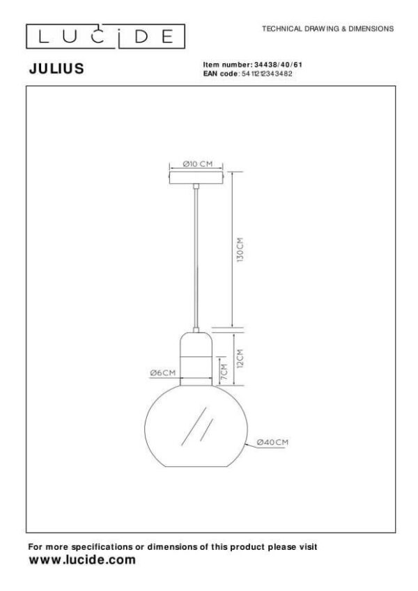 Lucide L344384061 závěsné stropní svítidlo JULIUS  E27