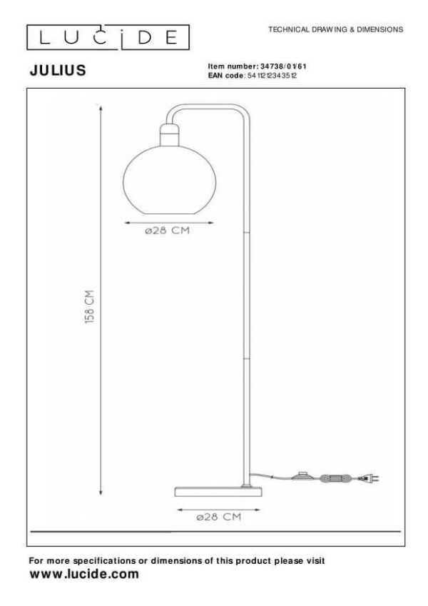 Lucide L347380161 stojací lampa JULIUS  E27