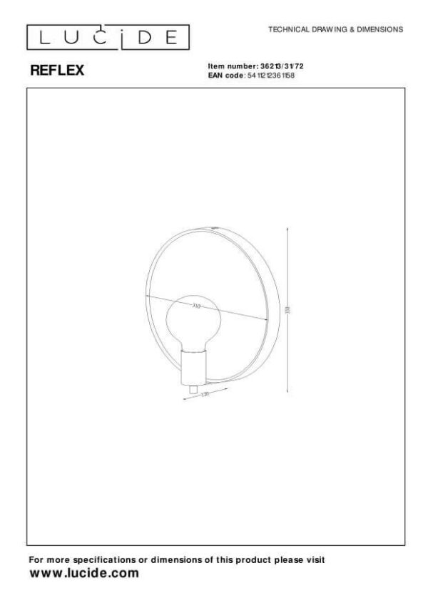 Lucide L362133172 nástěnné svítidlo REFLEX  E27