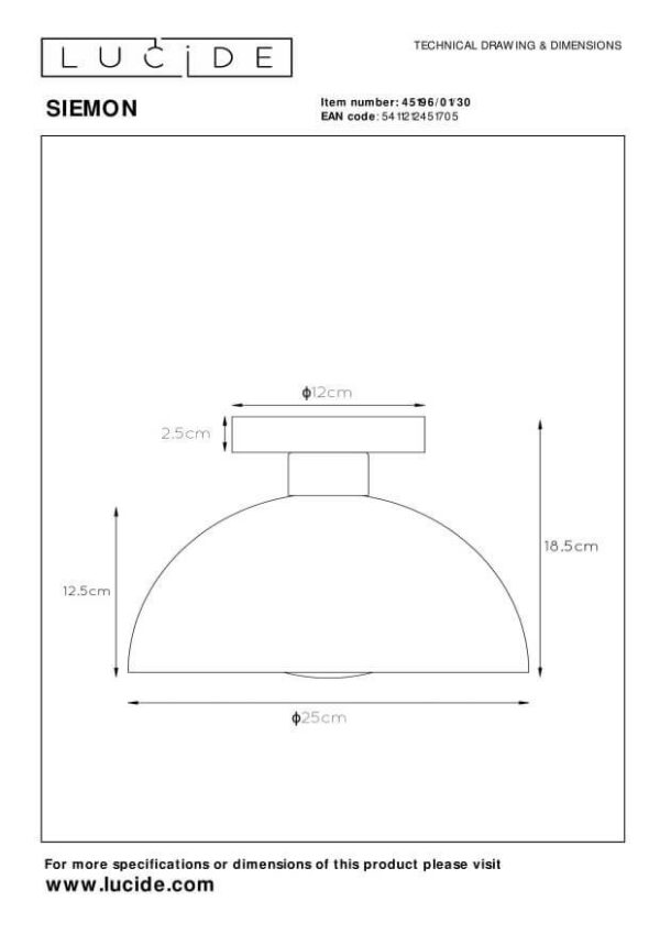 Lucide L451960130 přisazené stropní svítidlo SIEMON  E27