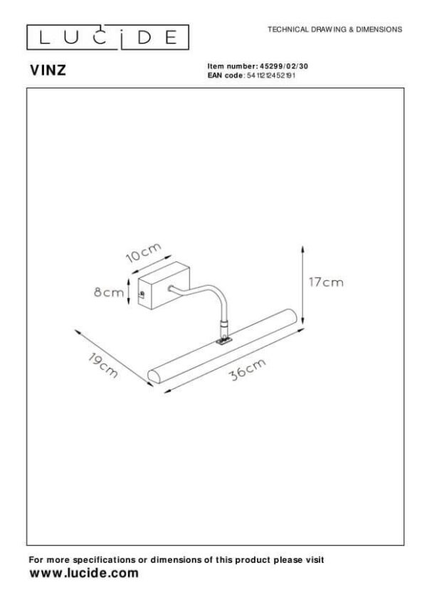 Lucide L452990230 nástěnné svítidlo VINZ  G9
