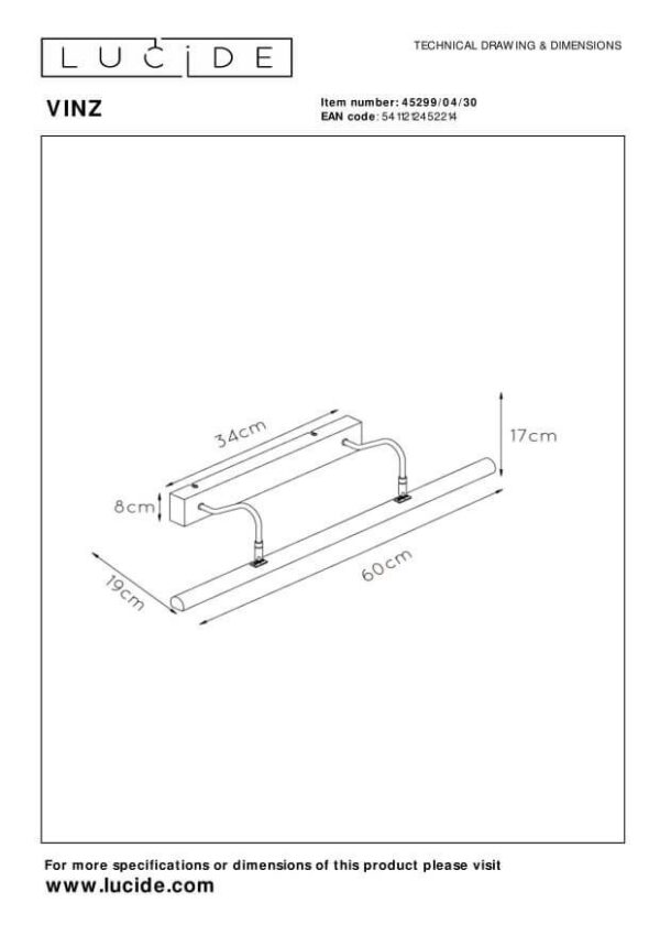 Lucide L452990430 nástěnné svítidlo VINZ  G9