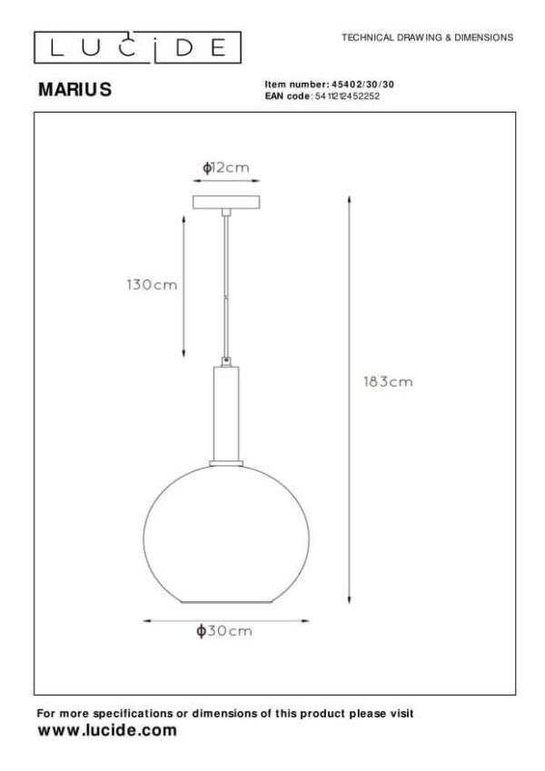 Lucide L454023030 závěsné stropní svítidlo MARIUS  E27