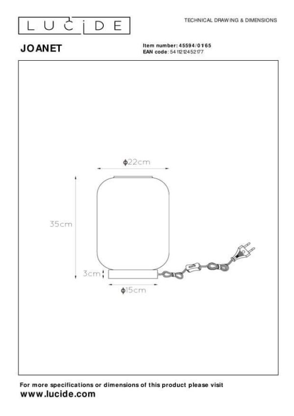 Lucide L455940165 stolní lampička JOANET  E27