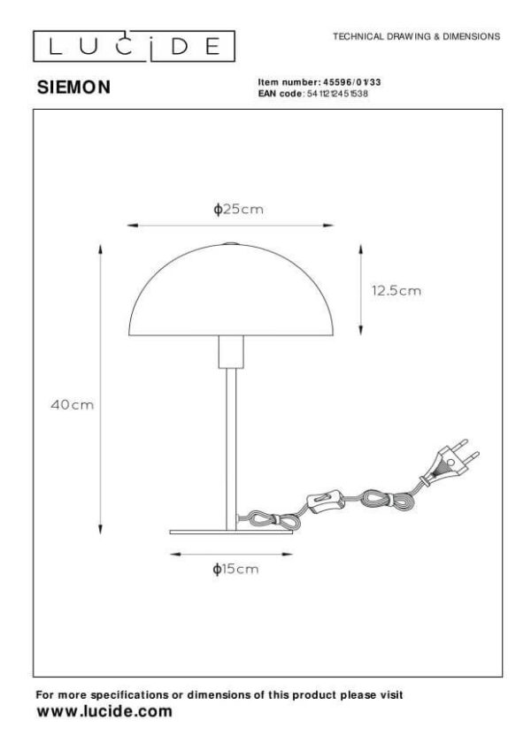 Lucide L455960133 stolní lampička SIEMON  E14