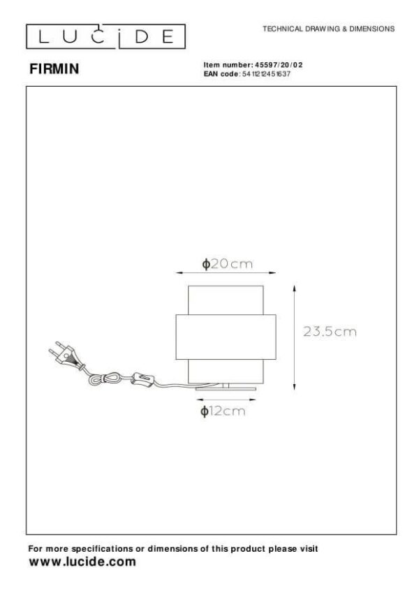 Lucide L455972002 stolní lampička FIRMIN  E27