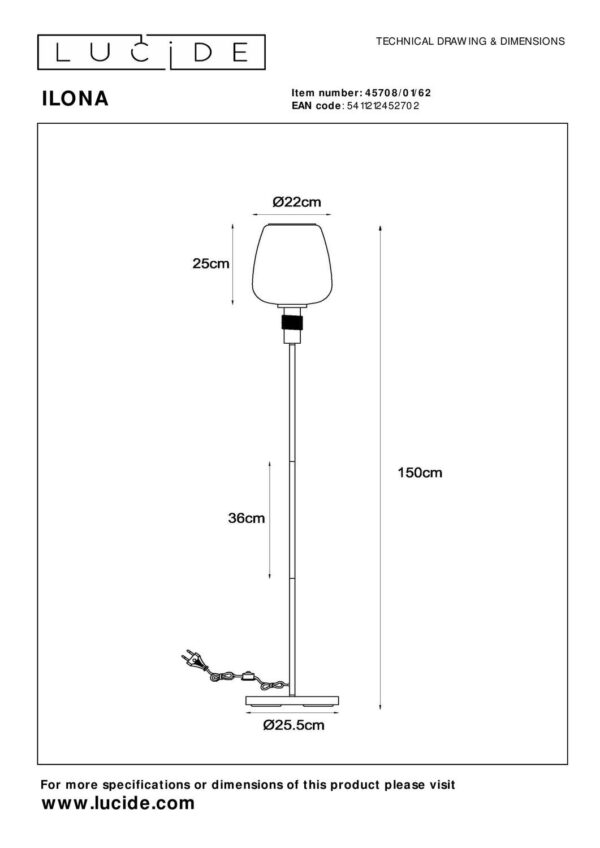 Lucide L457080162 stojací lampa ILONA  E27