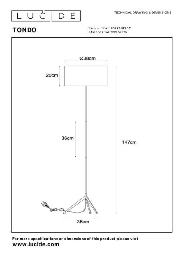 Lucide L457908102 stojací lampa TONDO  E27