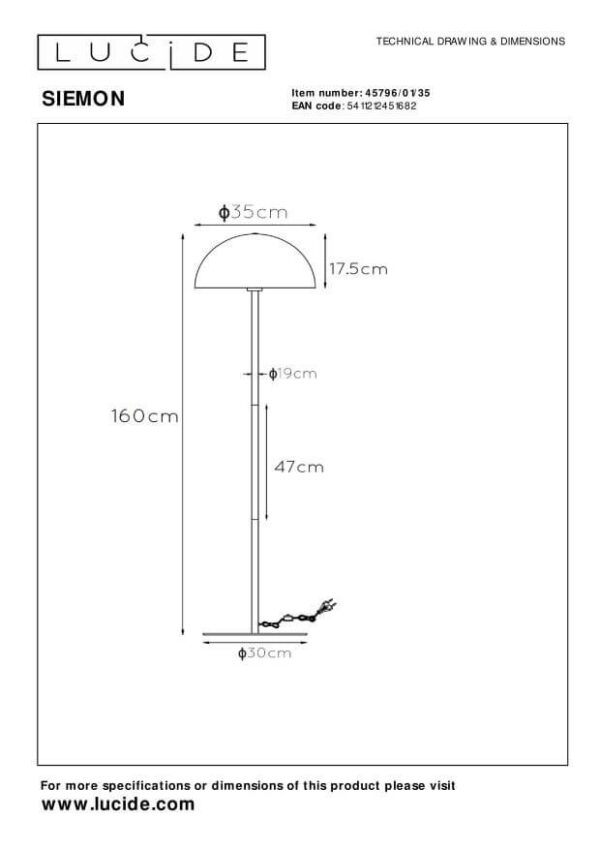 Lucide L457960135 stojací lampa SIEMON  E27