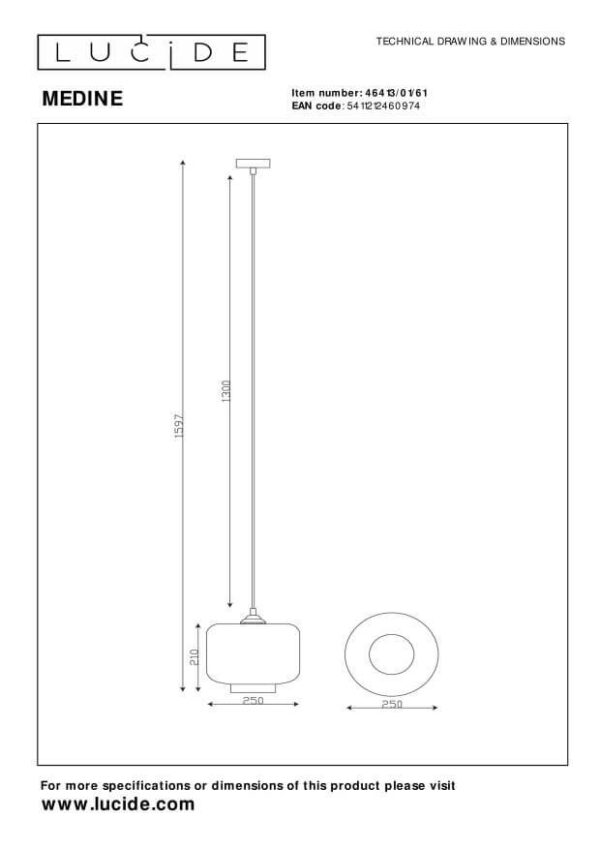Lucide L464130161 závěsné stropní svítidlo MEDINE  E27