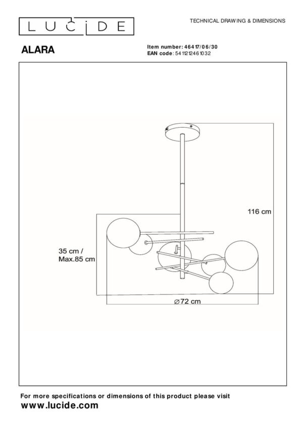 Lucide L464170630 závěsné stropní svítidlo ALARA  G4 | 2700K