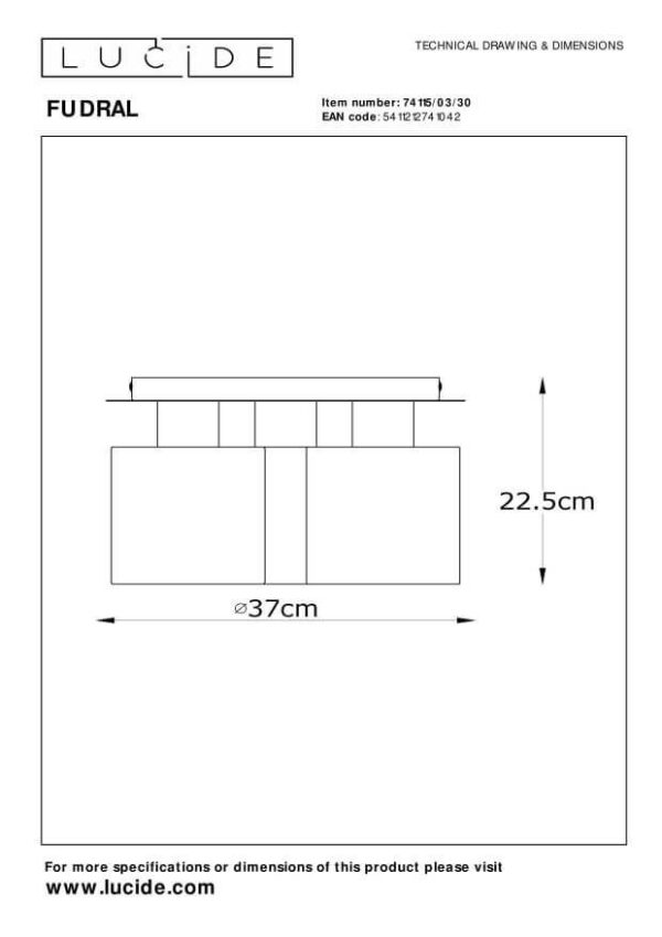 Lucide L741150330 přisazené stropní svítidlo FUDRAL  E27